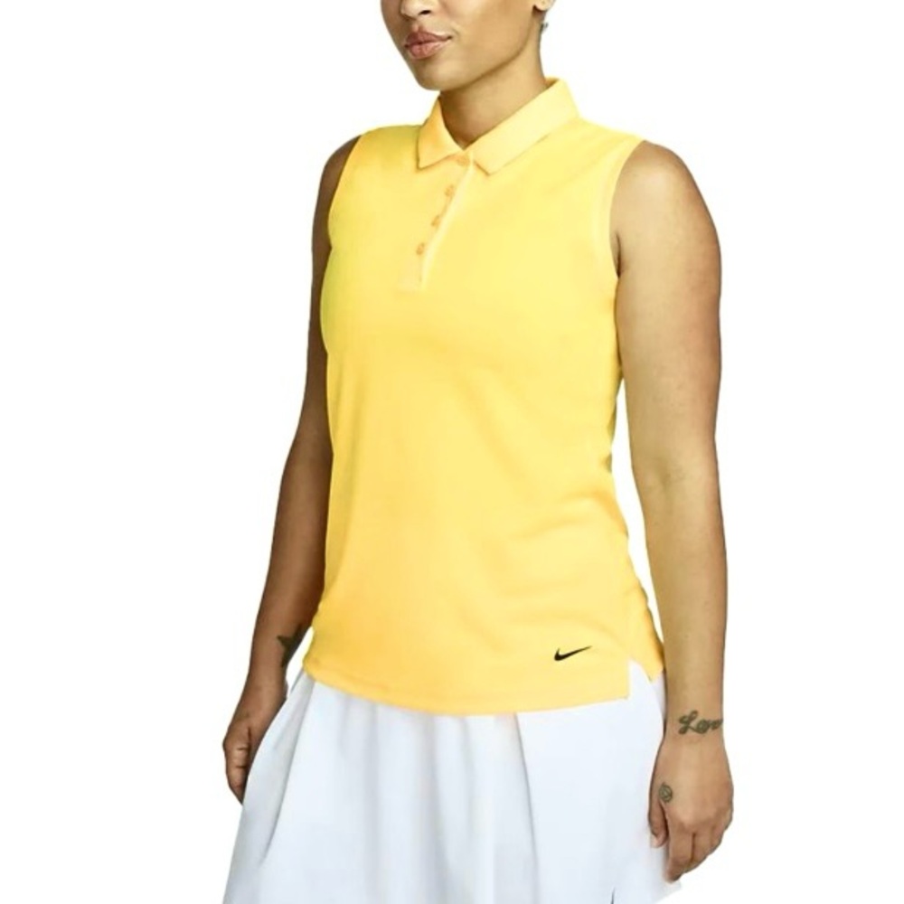 Nike Golf Dri-Fit Sleeveless Collared Polo Top Yellow Size Small